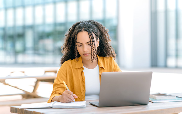 A student working on their essay